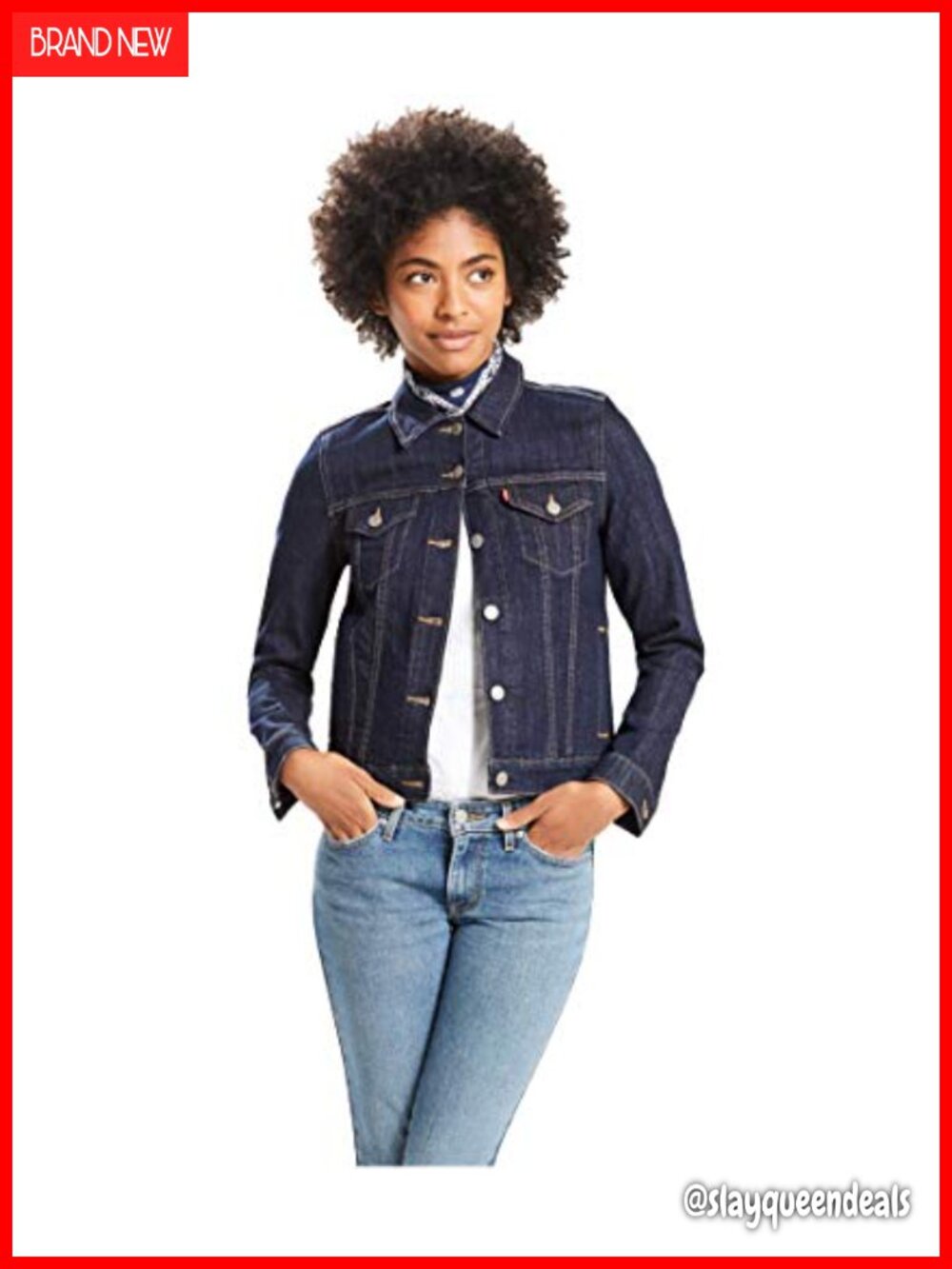 Trucker Denim Jacket Long Sleeve Point Collar Button Front Pockets